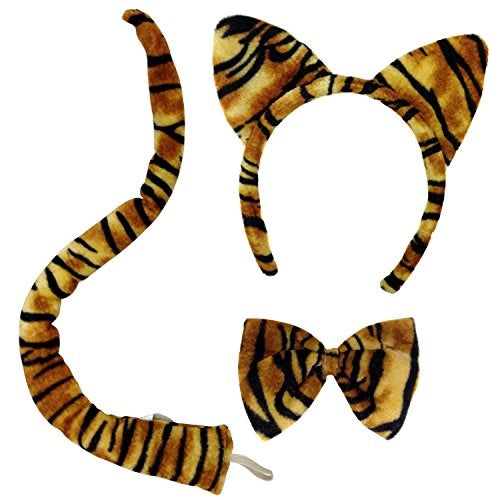 Jacobson Hat Company Adut Tiger Plush 3 Pc. Costume Set, multi-colored, One Size