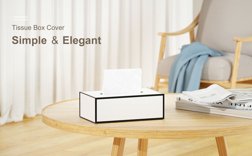 Legen Sie den weißen, faltbaren, rechteckigen Taschentuchbox-Halter auf den Schreibtisch