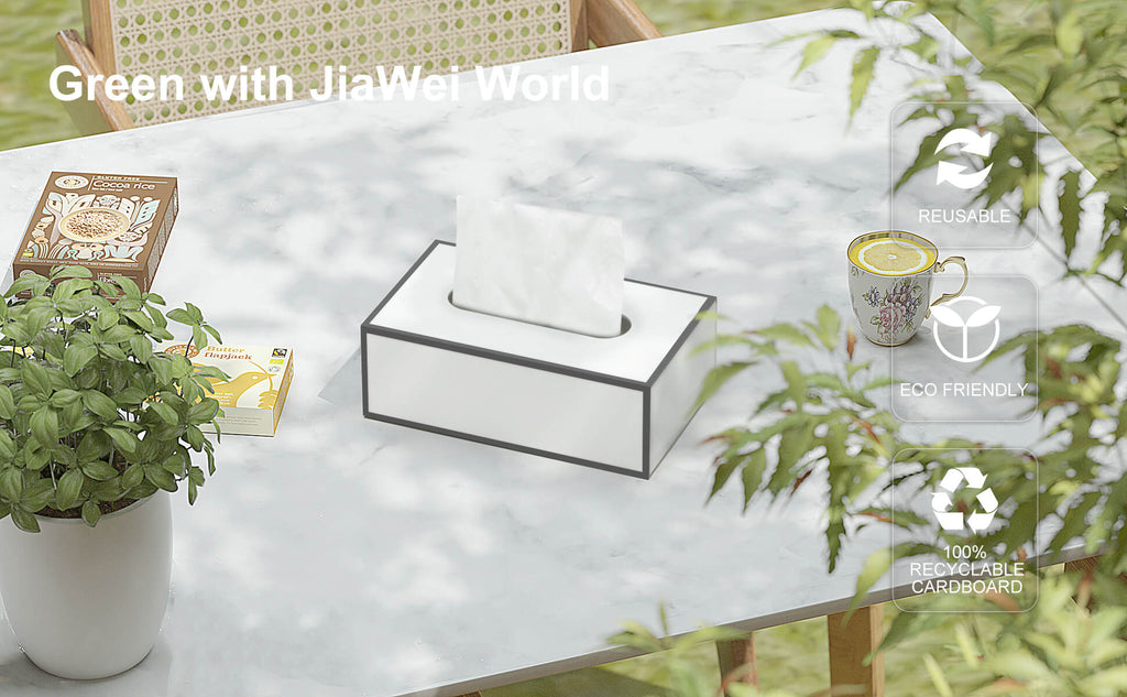 Der weiße, faltbare, rechteckige Taschentuchbox-Halter ist umweltfreundlich