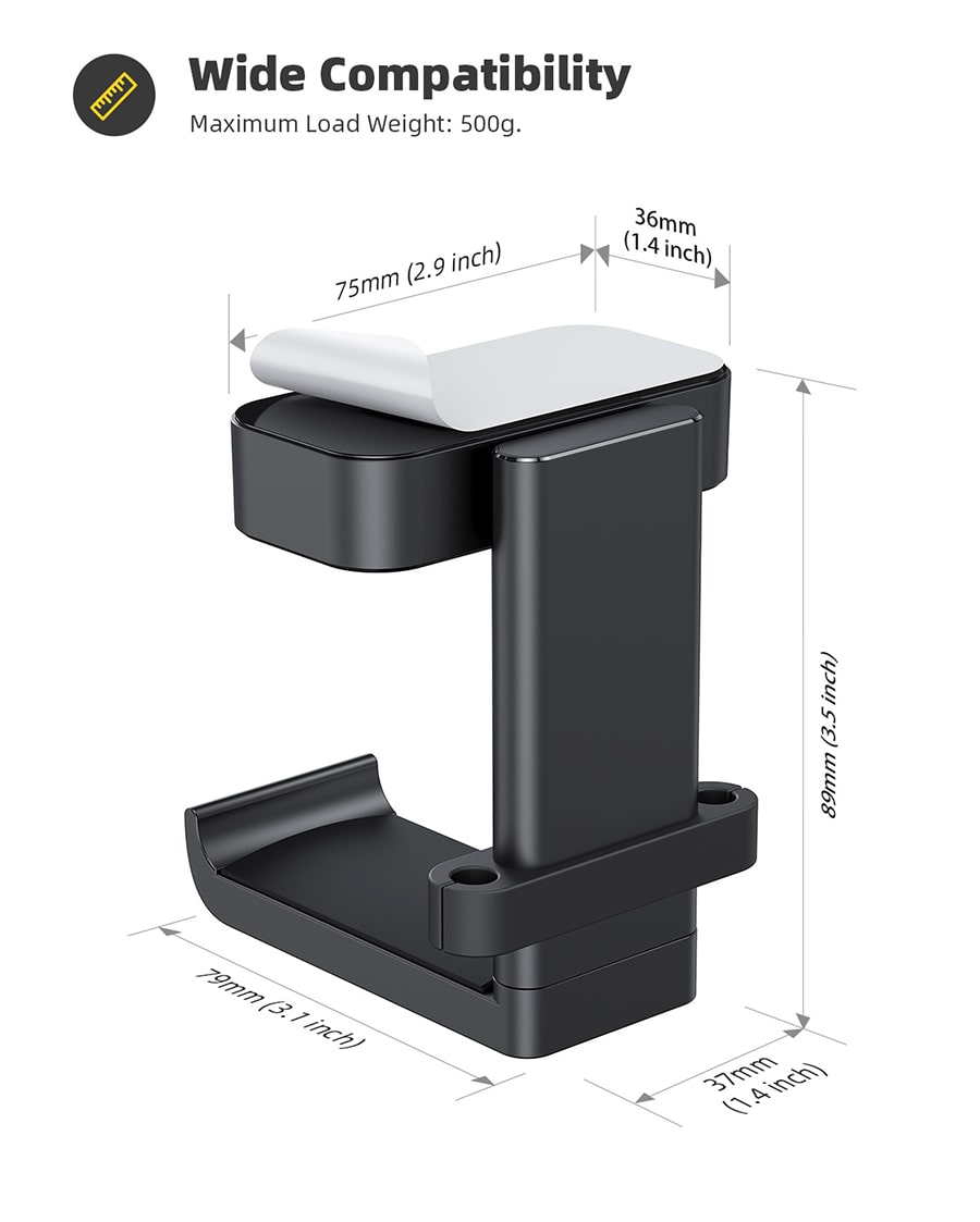 Lamicall Headphone Stand, 360 Degree Rotation Sticky Headset Hanger with Cable Organizer