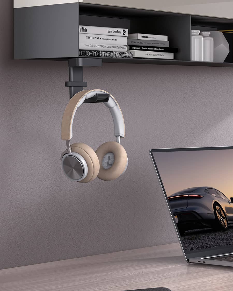 Lamicall Headphone Stand, 360 Degree Rotation Sticky Headset Hanger with Cable Organizer