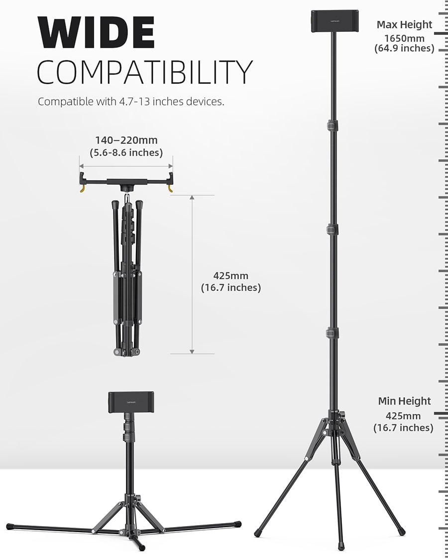 Lamicall Tablet Floor Tripod Stand - 64.9