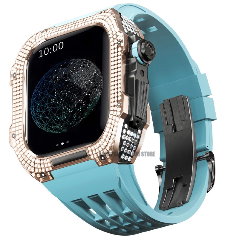 Luxury Modification Kit for Apple Watch Case 8 45Mm 7 44mm Titanium Alloy Mod Kit Diamond Case for Iwatch 6 5 4 Set