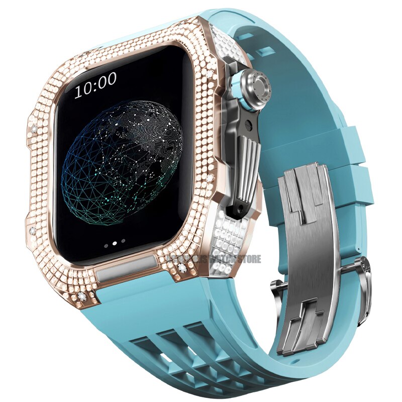 Luxury Modification Kit for Apple Watch Case 8 45Mm 7 44mm Titanium Alloy Mod Kit Diamond Case for Iwatch 6 5 4 Set