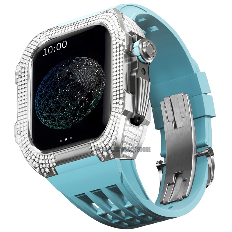 Luxury Modification Kit for Apple Watch Case 8 45Mm 7 44mm Titanium Alloy Mod Kit Diamond Case for Iwatch 6 5 4 Set