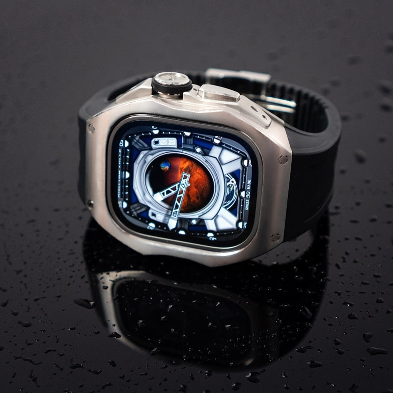 Apple Watch Ultra  Fluororubber Band 49mm Titanium alloy Case