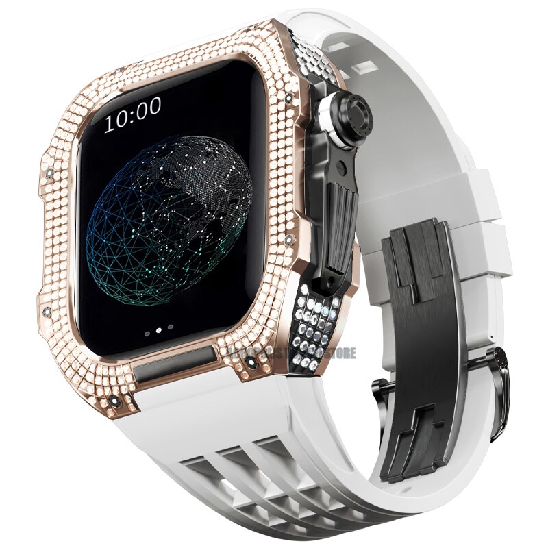 Luxury Modification Kit for Apple Watch Case 8 45Mm 7 44mm Titanium Alloy Mod Kit Diamond Case for Iwatch 6 5 4 Set