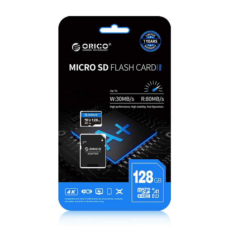 ORICO Alloy Micro SD Card Memory Card U3 Class10 80MB/S Flash Card 32GB TF Card