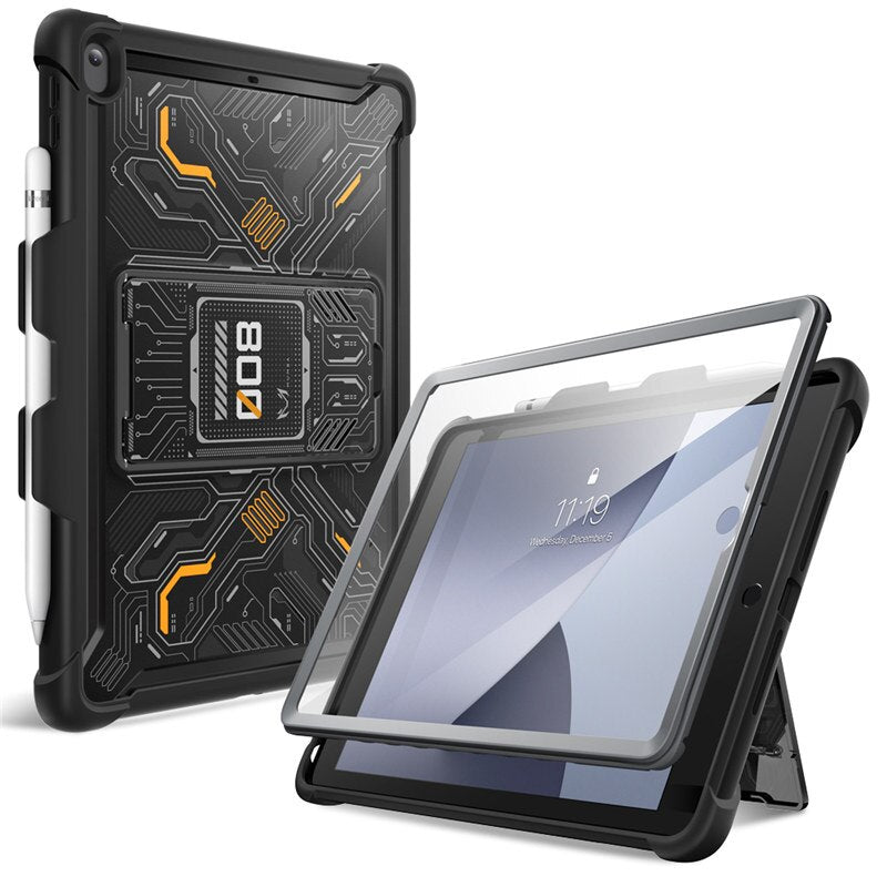 MUMBA OPS Series TPU Bumpers Hard Cover with Built-in Screen Protector Pencil Holder Case for iPad 10.2 (