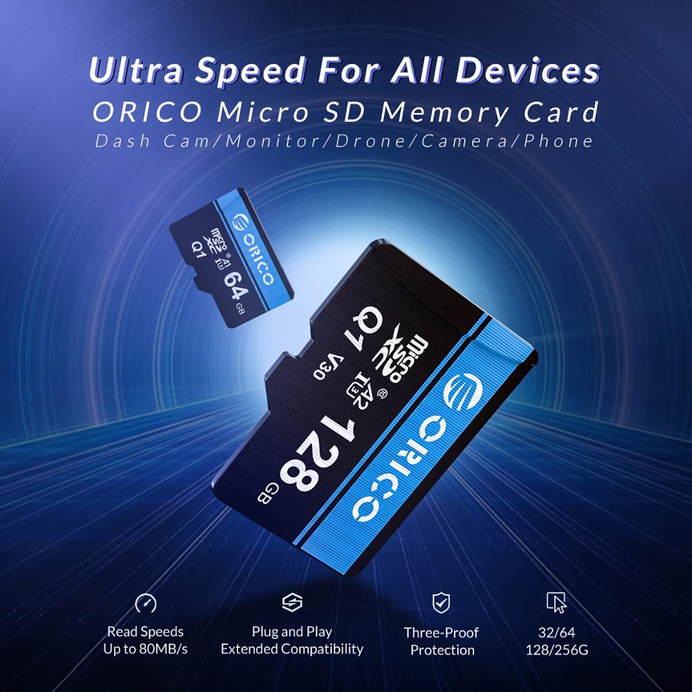 ORICO Alloy Micro SD Card Memory Card U3 Class10 80MB/S Flash Card 32GB TF Card