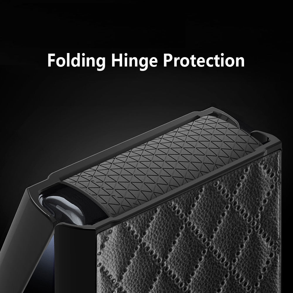 Magnetic Leather Hinge Full Protection Cover Cameraglass Shockproof Back Case  Samsung Galaxy Z Flip 3 5G