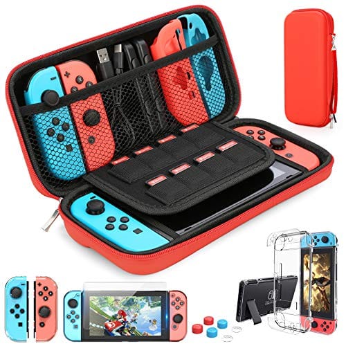 Nintendo Switch Case Carrying Bag  with  9 in 1 Nintendo Switch Accessories Kit and 6 Pcs Thumb Grip