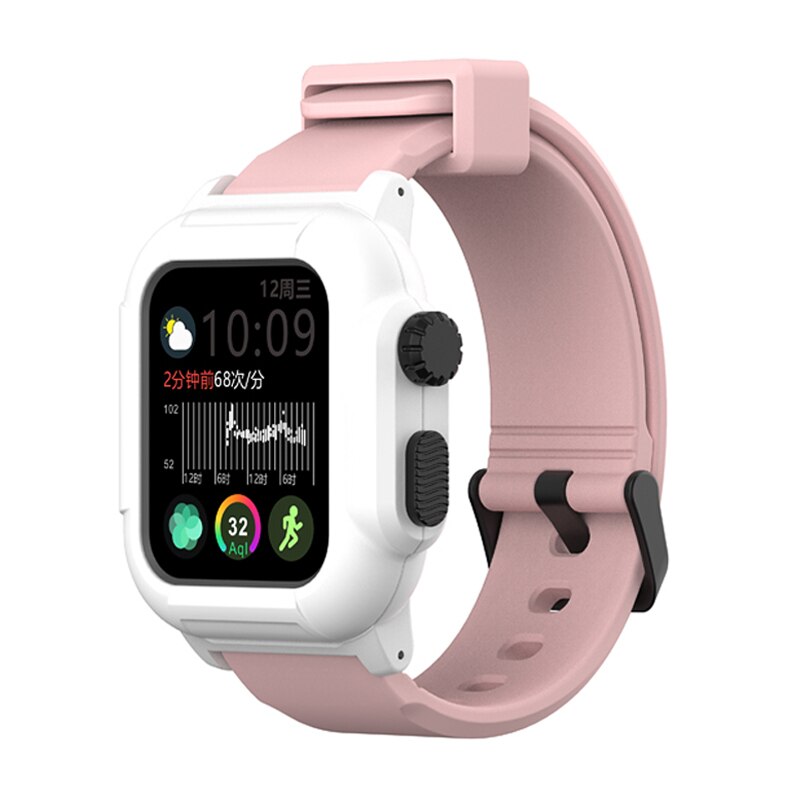 Silicone Band Case For Apple Watch Case Series Waterproof Sports Strap Shockproof Frame  transparent