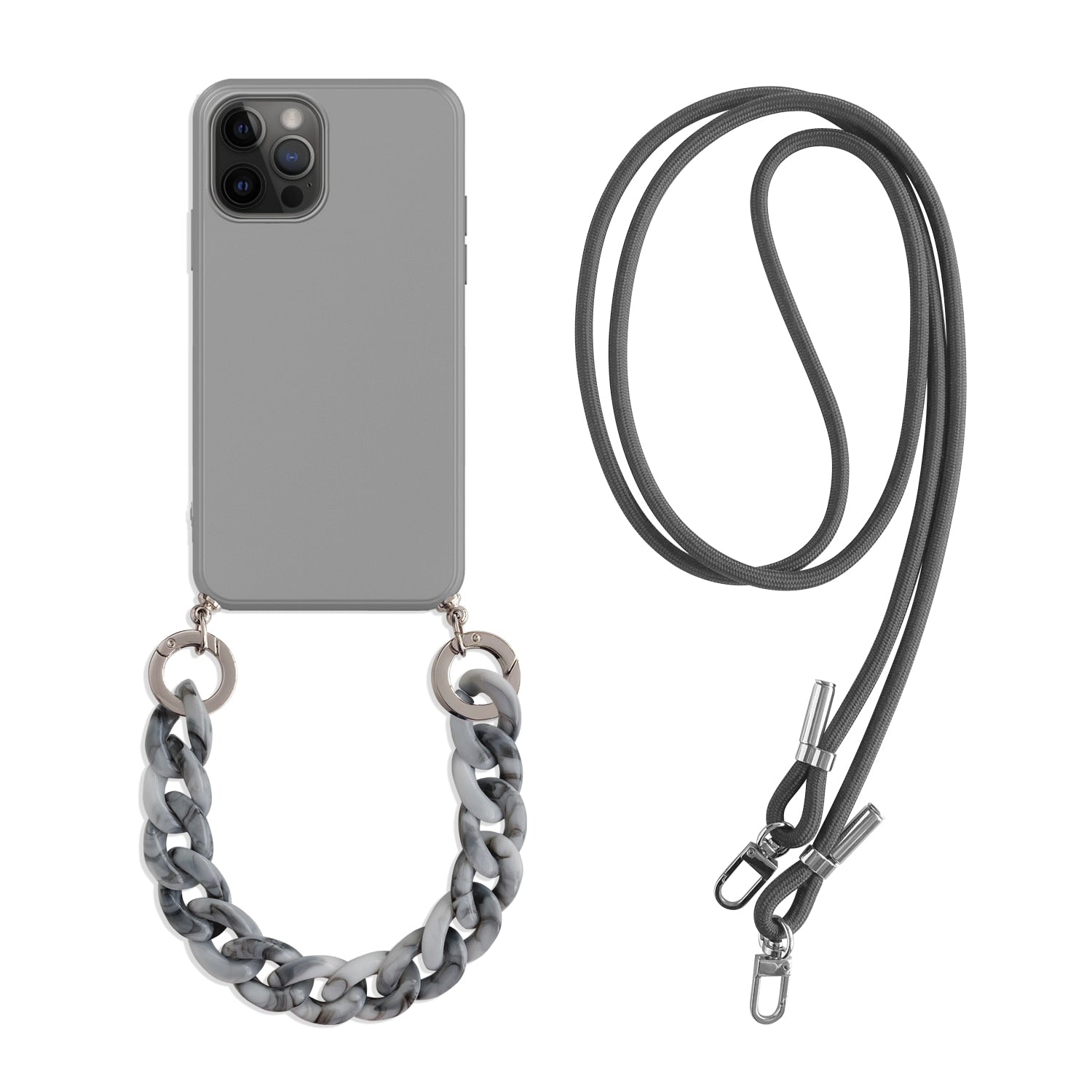 iPhone Crossbody Lanyard Necklace Marble Chain Silicone Case for Iphone