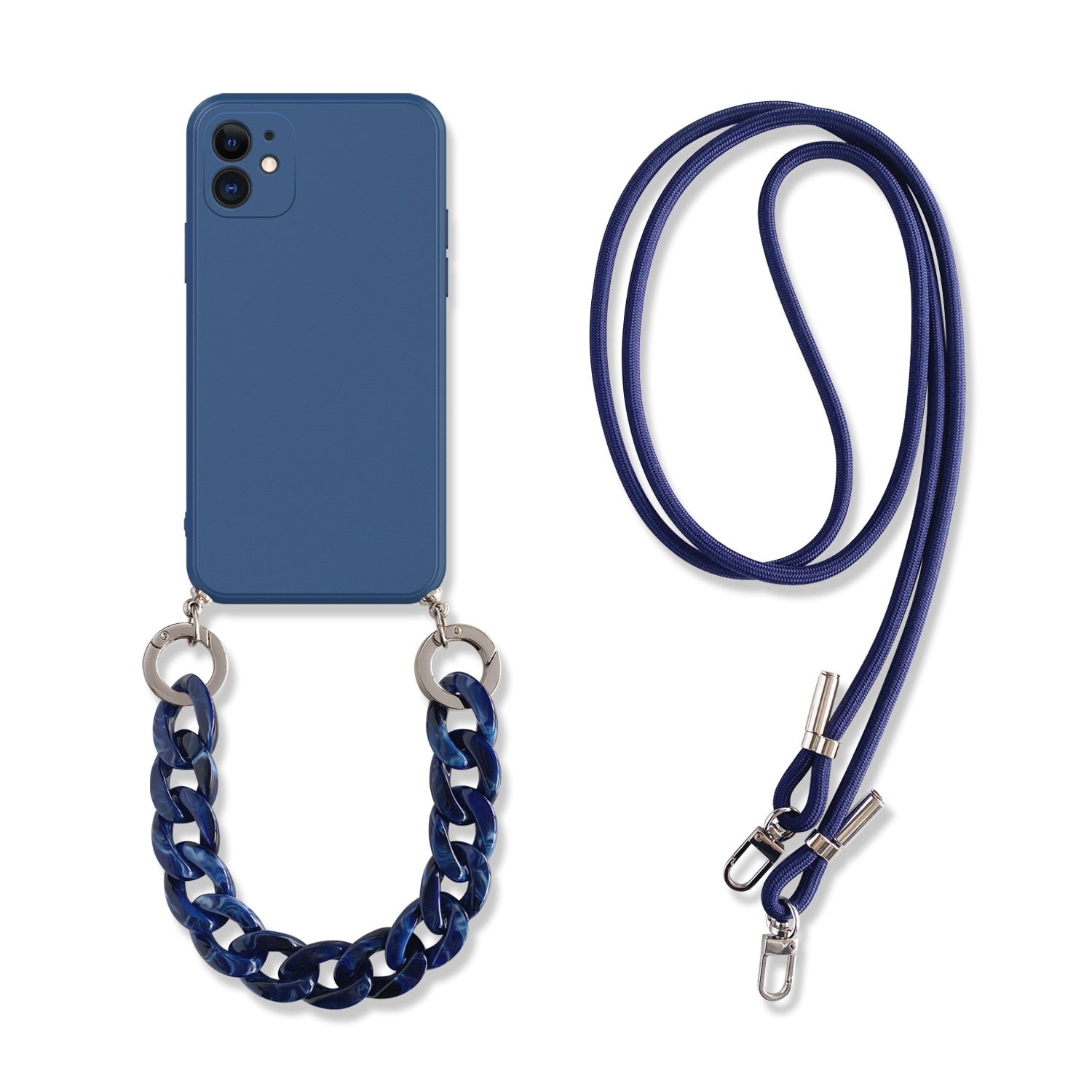 iPhone Crossbody Lanyard Necklace Marble Chain Silicone Case for Iphone