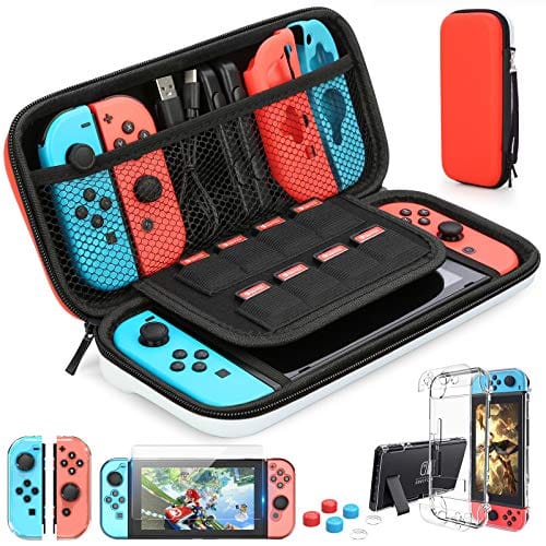 Nintendo Switch Case Carrying Bag  with  9 in 1 Nintendo Switch Accessories Kit and 6 Pcs Thumb Grip