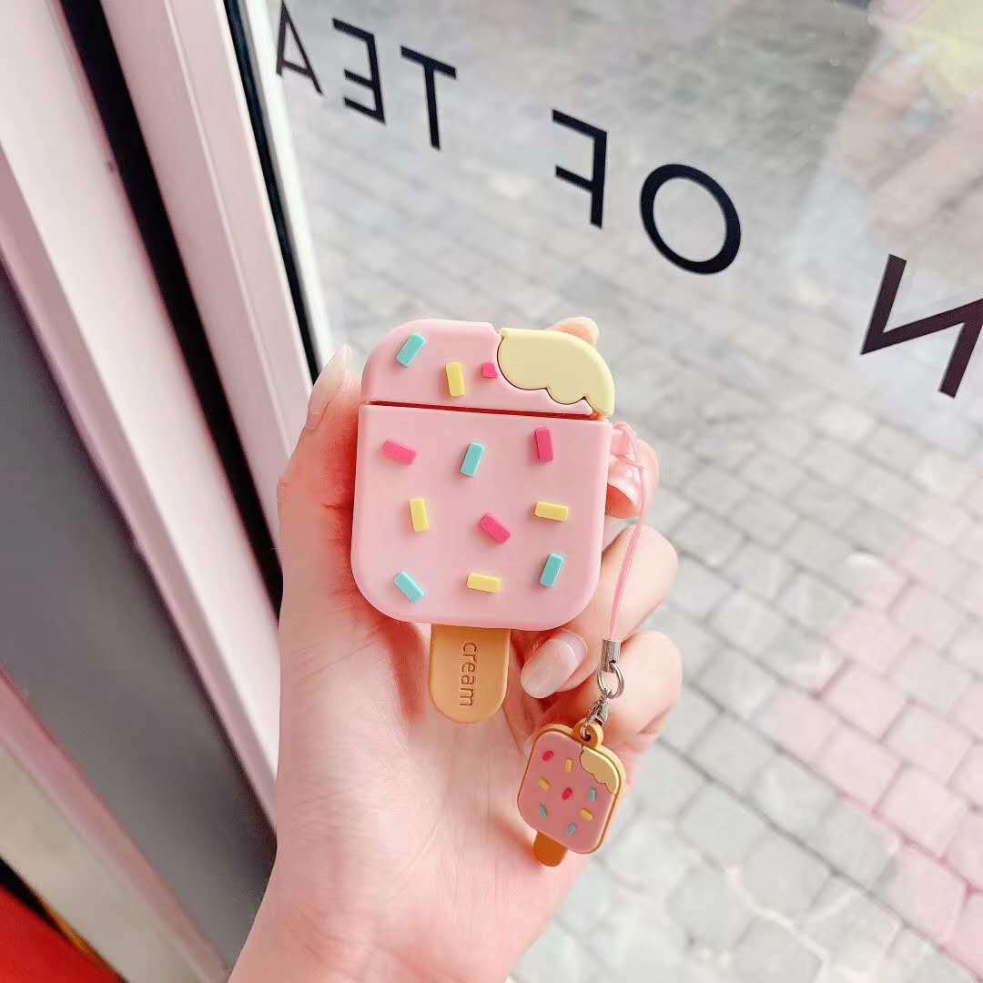 pink sprinkles ice pop  Airpods Pro Wireless Bluetooth Earphone Chocolate 3D Cute Cartoon Silicone Charging Box Cover 1/2/3