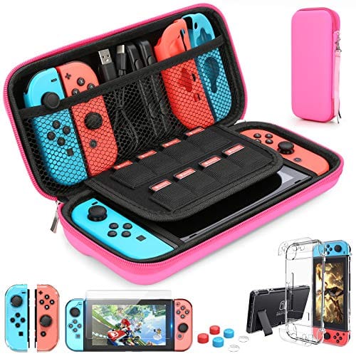 Nintendo Switch Case Carrying Bag  with  9 in 1 Nintendo Switch Accessories Kit and 6 Pcs Thumb Grip