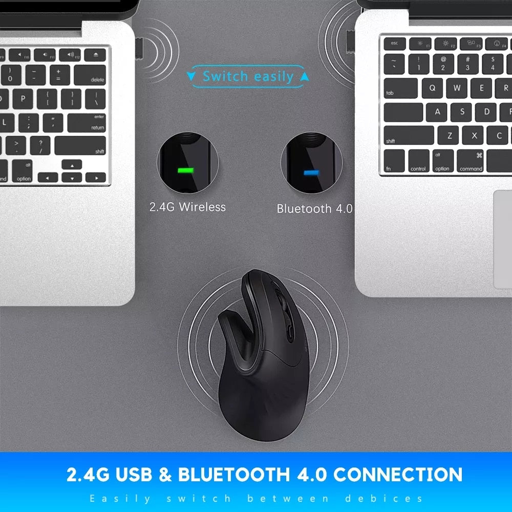 DAREU Silent Anchor 2.4G Wireless Ergonomic Mute Gaming Mouse Dual Mode Bluetooth Mice for PC Macbook Laptop