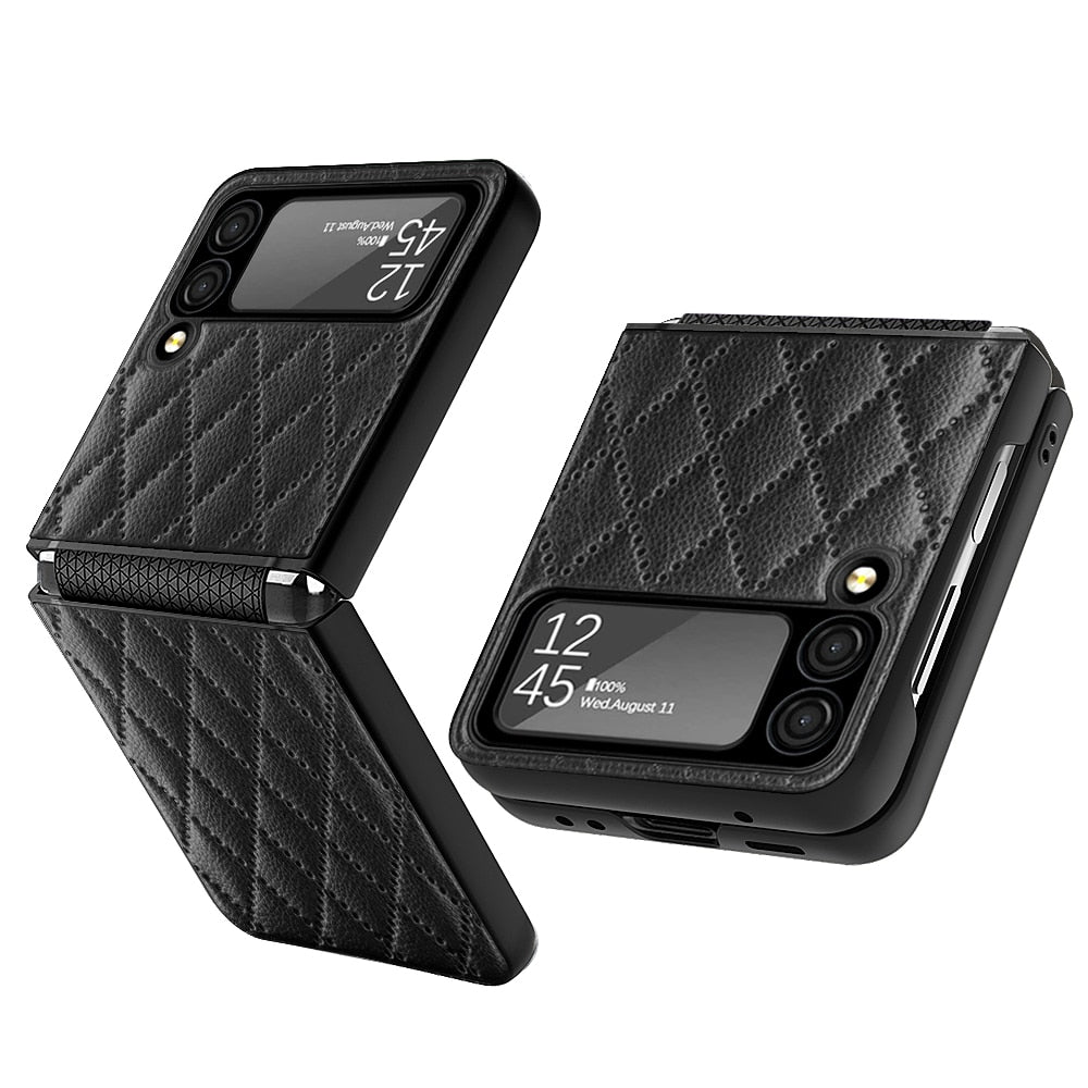 Magnetic Leather Hinge Full Protection Cover Cameraglass Shockproof Back Case for Samsung Galaxy Z Flip 3 5G