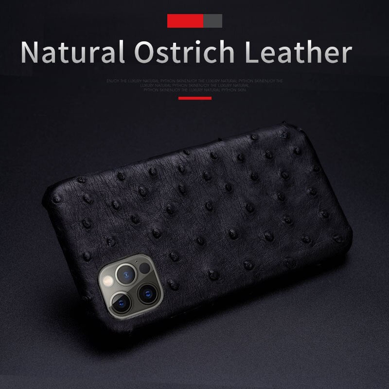 Luxury Ostrich Skin Genuine Leather iPhone Case