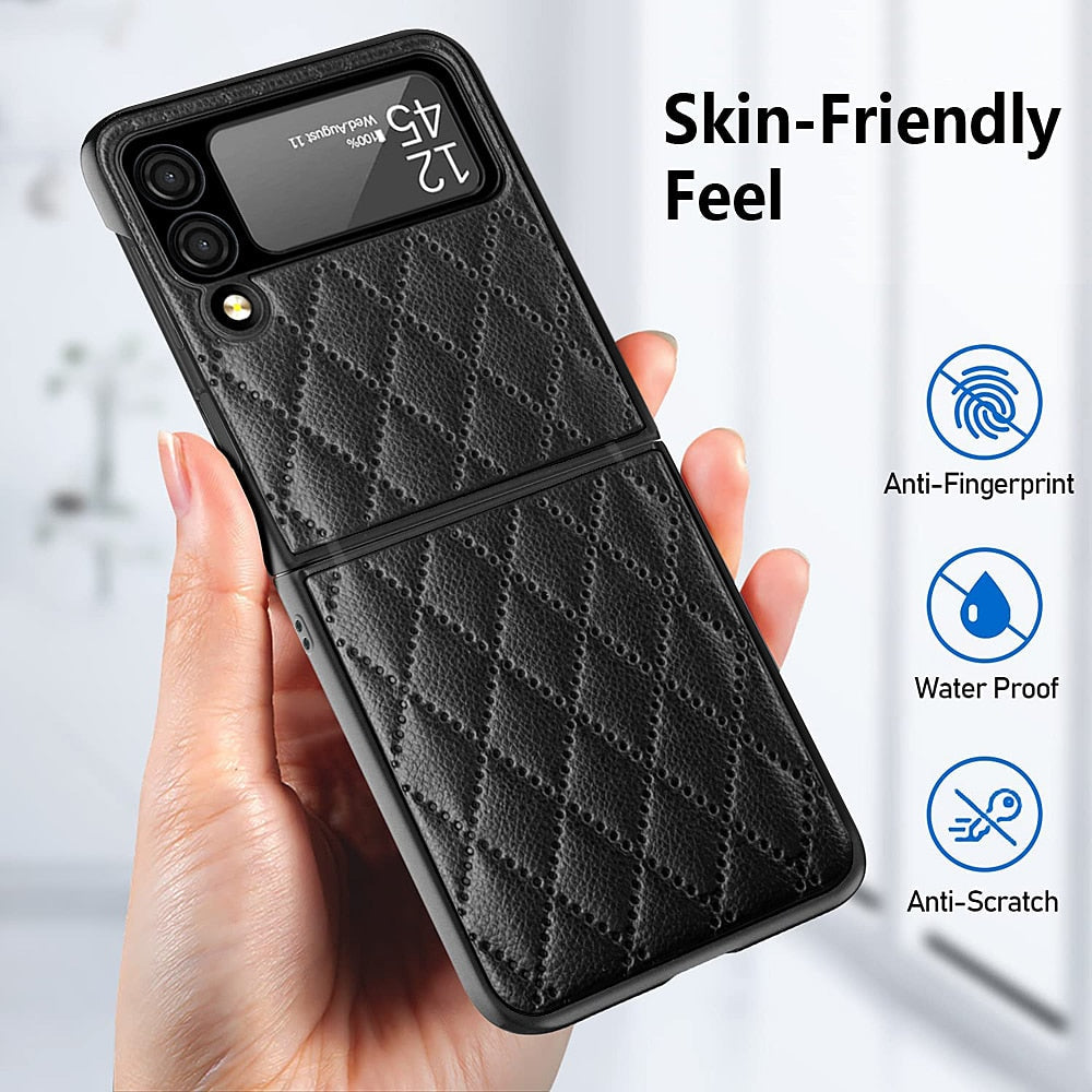 Magnetic Leather Hinge Full Protection Cover Cameraglass Shockproof Back Case  Samsung Galaxy Z Flip 3 5G