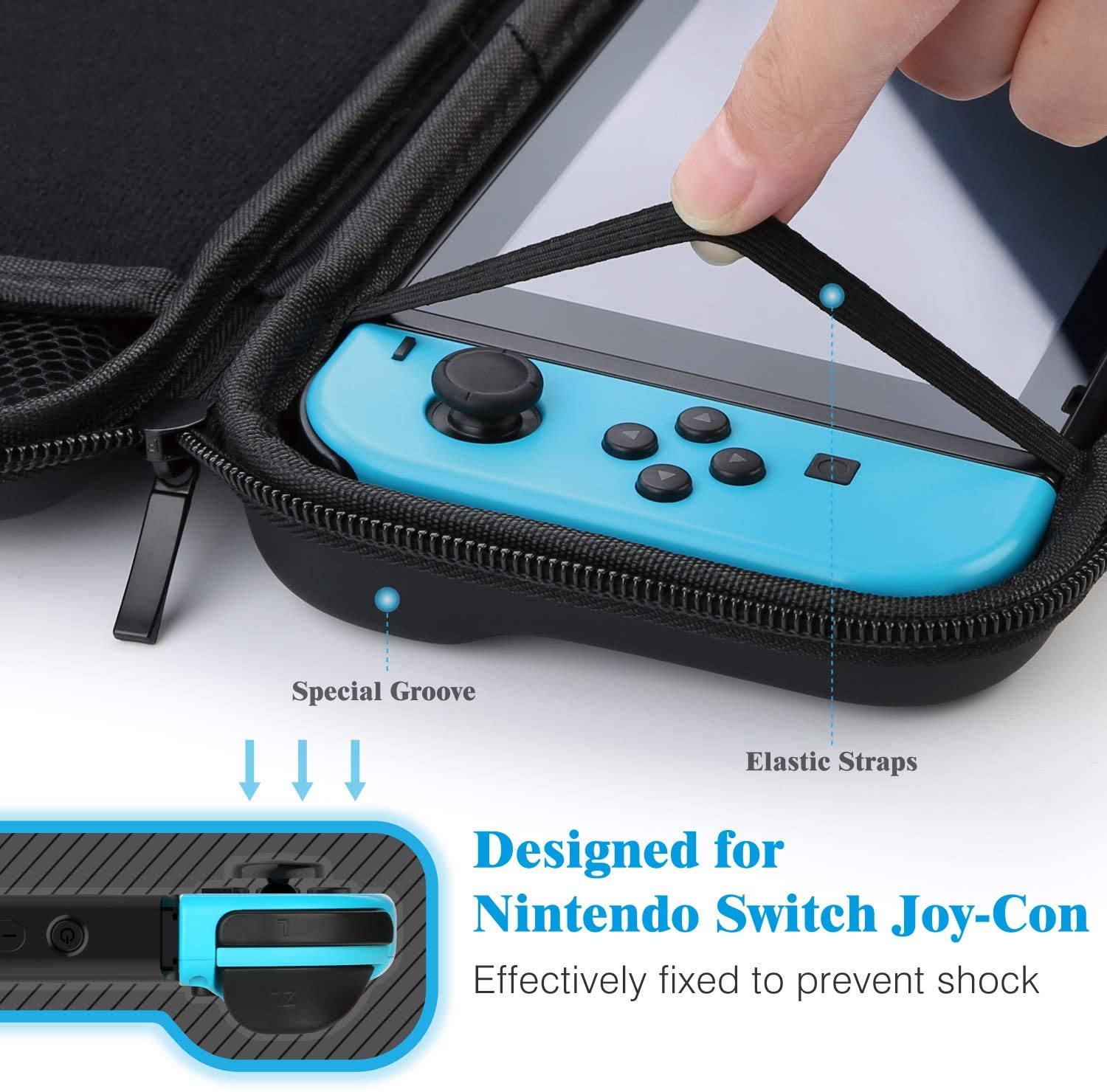 Nintendo Switch Case Carrying Bag  with  9 in 1 Nintendo Switch Accessories Kit and 6 Pcs Thumb Grip