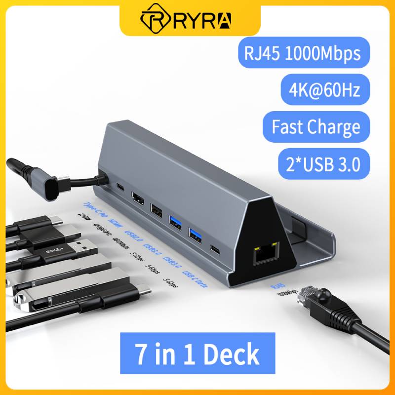 7-in-1 USB 3.0 4K 60Hz Type C Hub RYRA PD100W