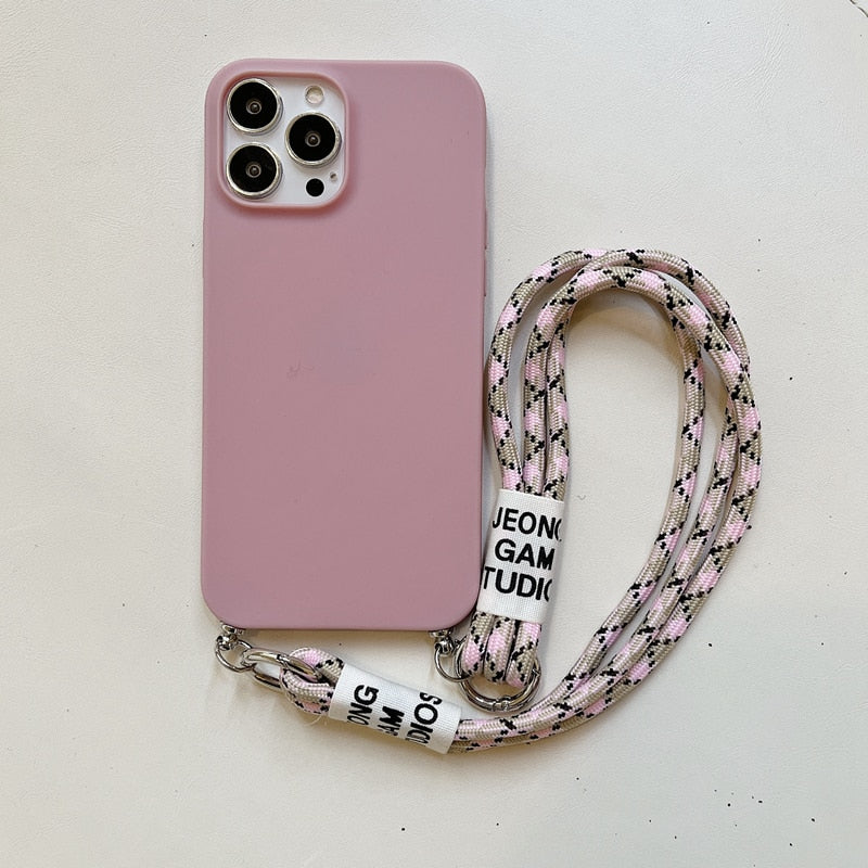 iPhone Crossbody Lanyard Necklace Marble Chain Silicone Case for Iphone