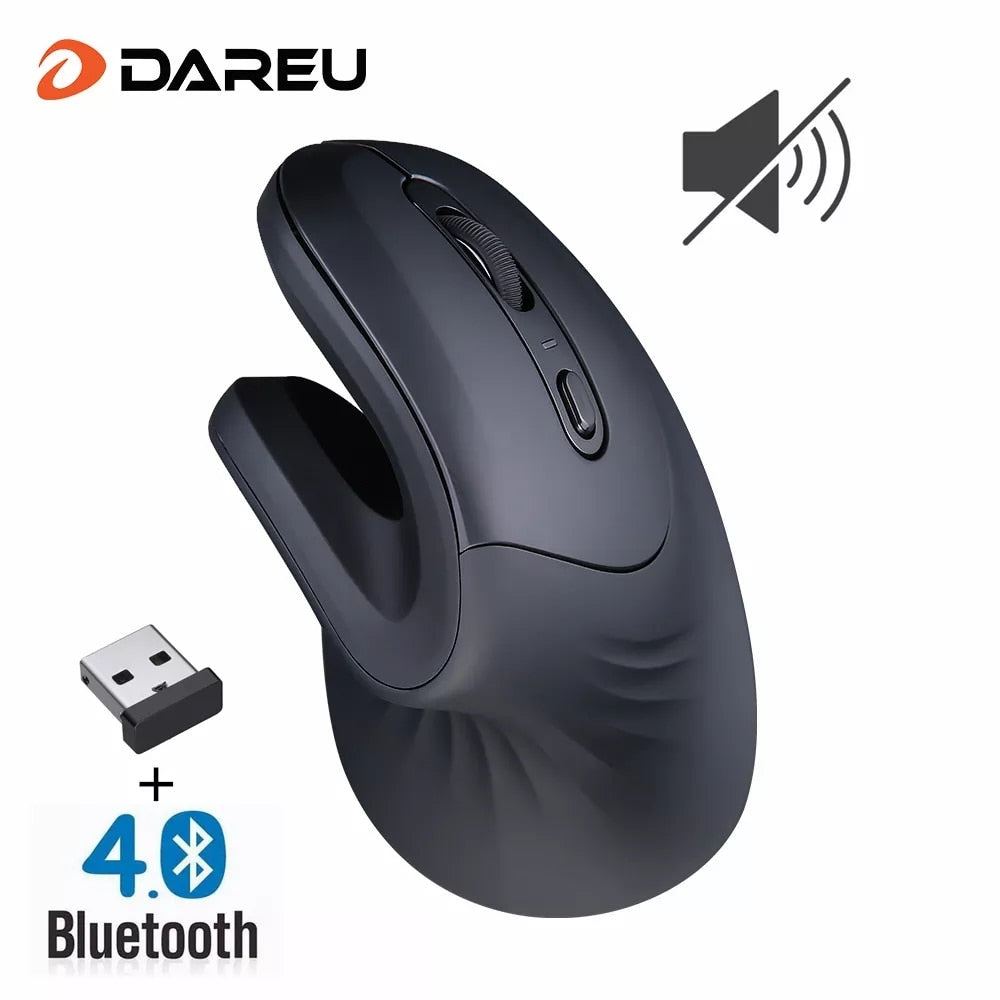 DAREU Silent Anchor 2.4G Wireless Ergonomic Mute Gaming Mouse Dual Mode Bluetooth Mice for PC Macbook Laptop