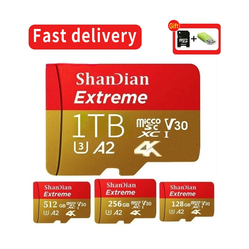 New LS SHANDIAN Flash Mini SD Card 128GB -256GB-512GB-1TB High Speed Portable Micro TF Card USB Drive