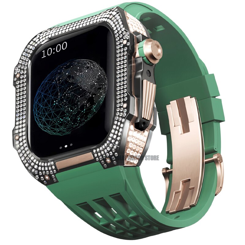 Luxury Modification Kit for Apple Watch Case 8 45Mm 7 44mm Titanium Alloy Mod Kit Diamond Case for Iwatch 6 5 4 Set