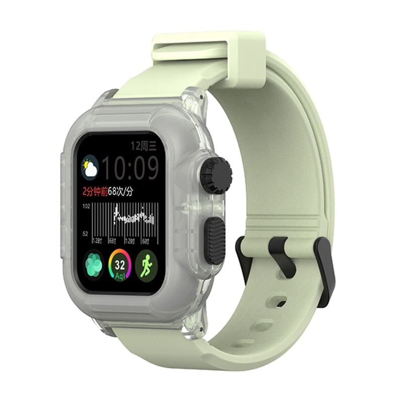 Silicone Band Case For Apple Watch Case Series Waterproof Sports Strap Shockproof Frame  transparent