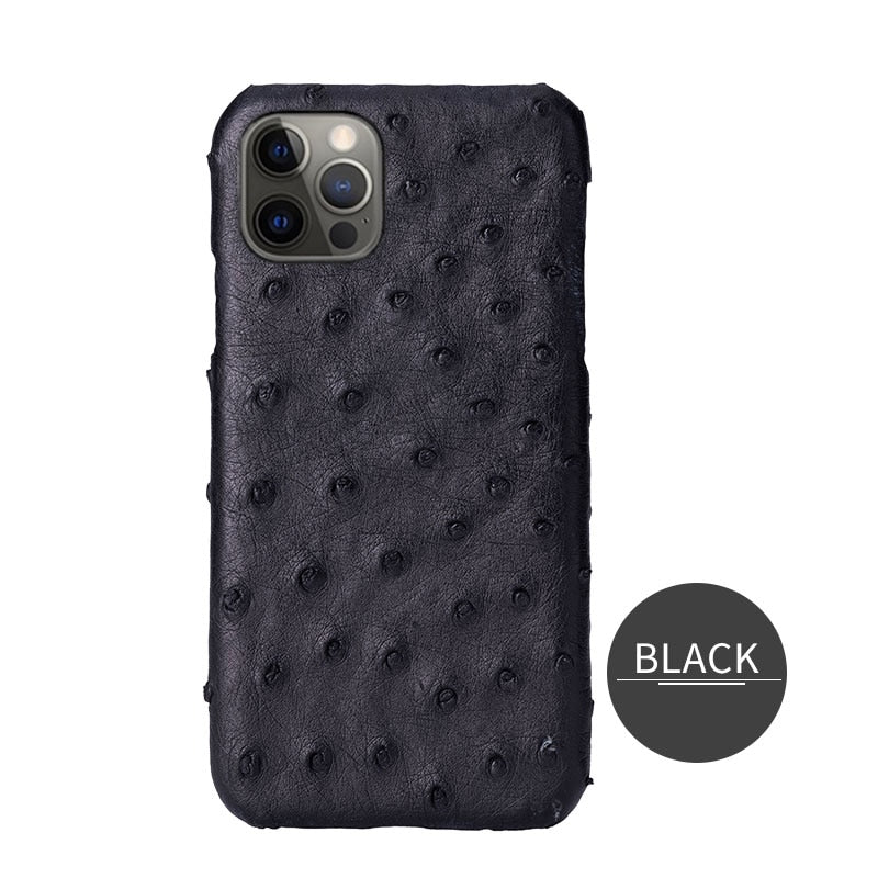 Luxury Ostrich Skin Genuine Leather iPhone Case