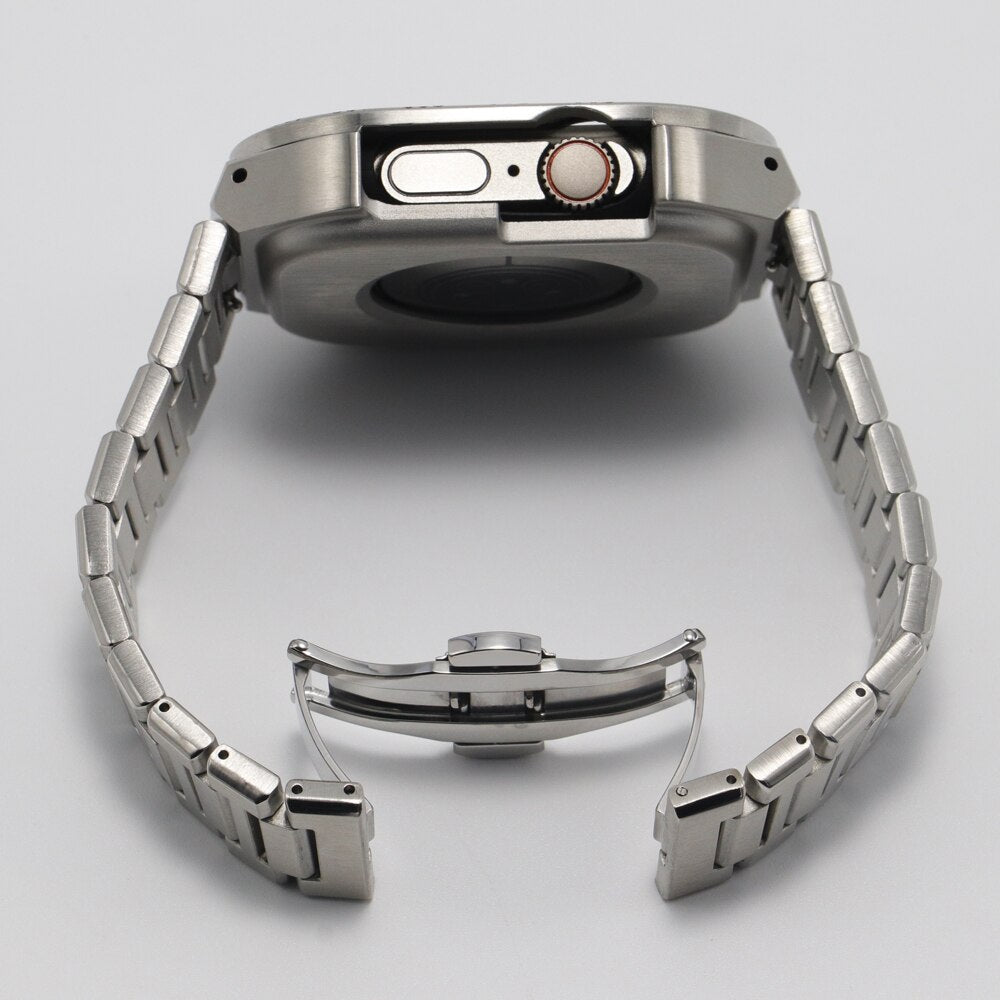 Luxury Geekthink Ultra 49MM Modification Kit for iWatch Series with Stainless Steel Case, Metal Bezel, Rubber Strap Band