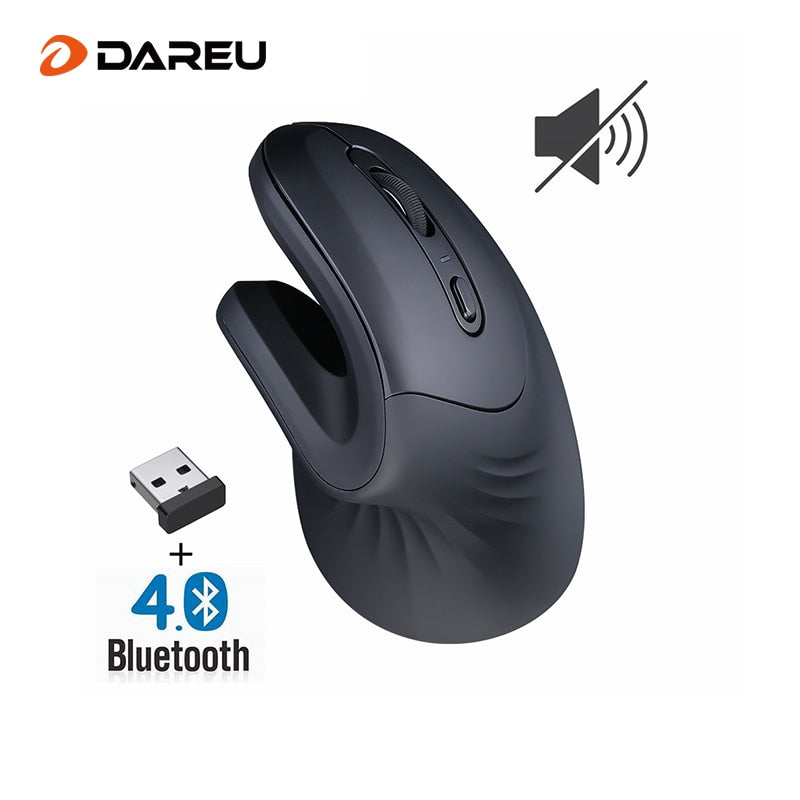 DAREU Silent Anchor 2.4G Wireless Ergonomic Mute Gaming Mouse Dual Mode Bluetooth Mice for PC Macbook Laptop