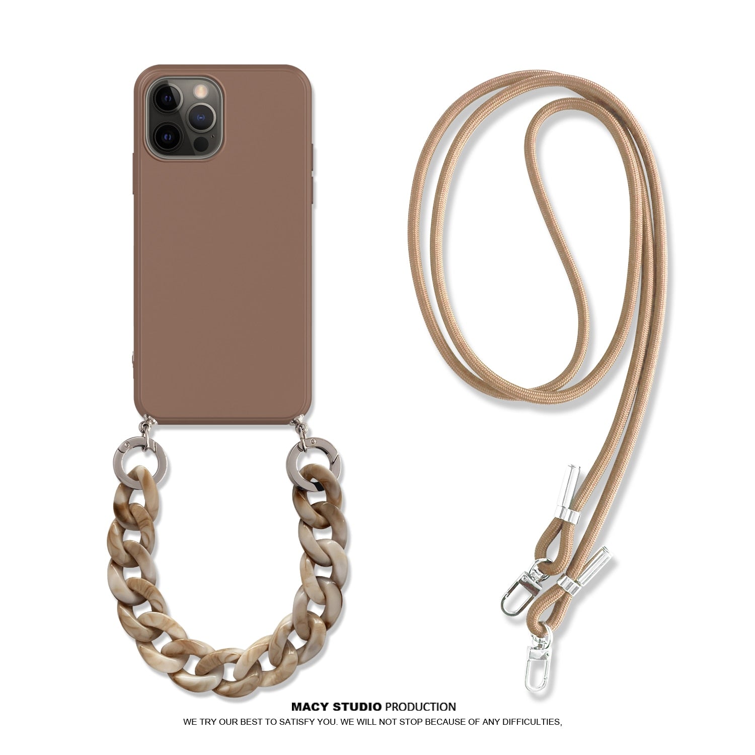iPhone Crossbody Lanyard Necklace Marble Chain Silicone Case for Iphone