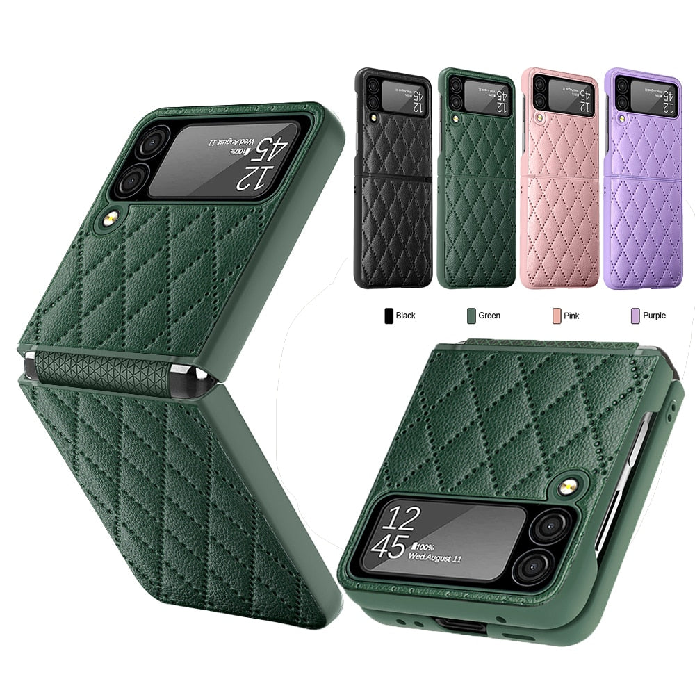 Magnetic Leather Hinge Full Protection Cover Cameraglass Shockproof Back Case for Samsung Galaxy Z Flip 3 5G