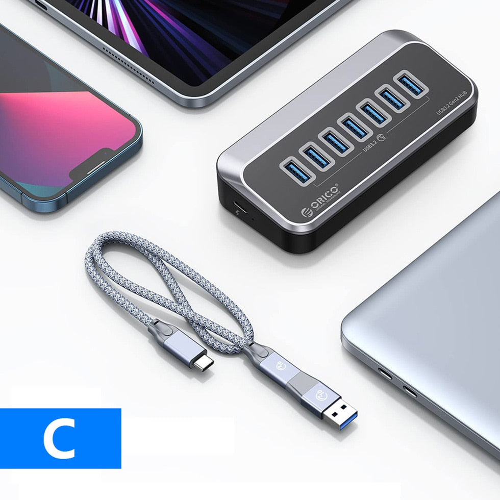 ORICO Power Switch Multi-Port USB 3.2 Hub with SD Card Reader for Surface Macbook Laptop