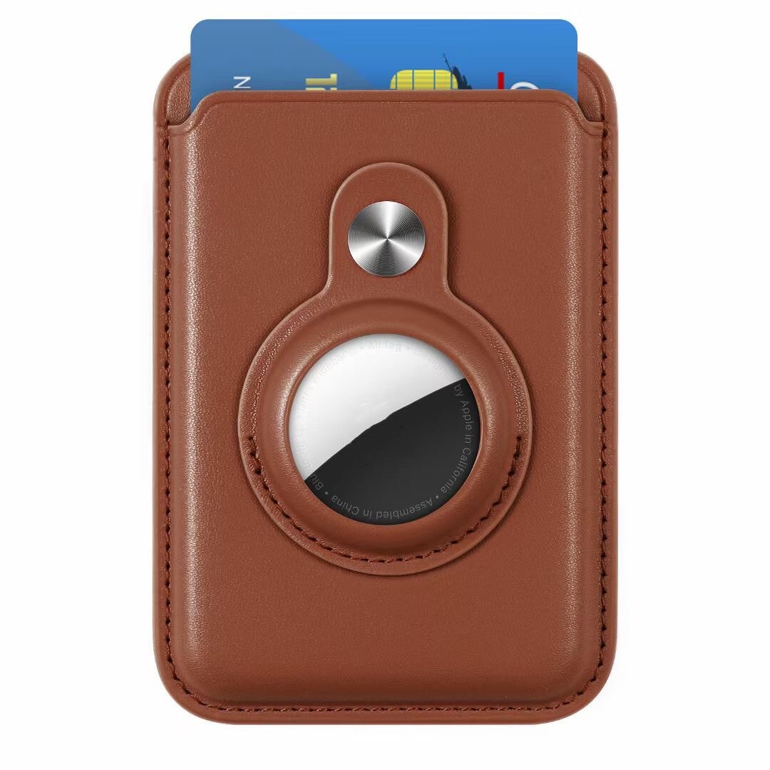 Leather MagSafe Card Holder Case with Airtags Anti-Lost Slot