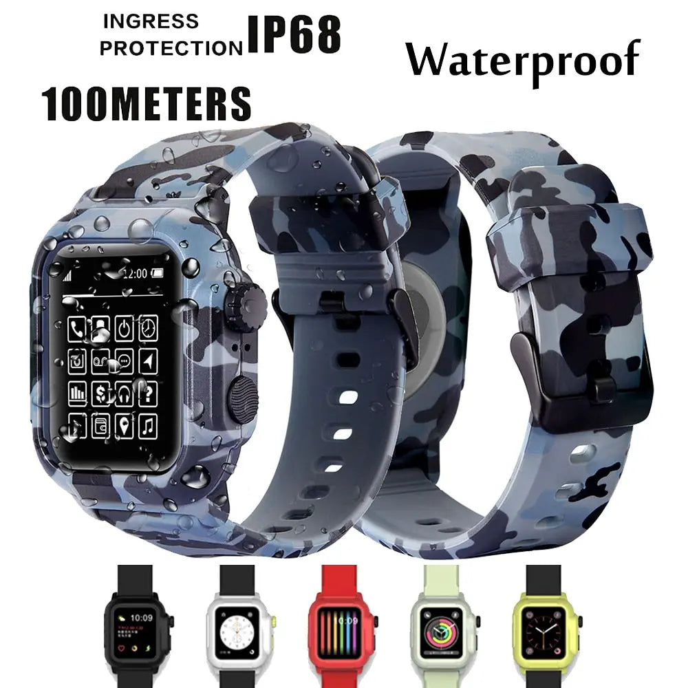 Silicone Band Case For Apple Watch Case Series Waterproof Sports Strap Shockproof Frame  transparent