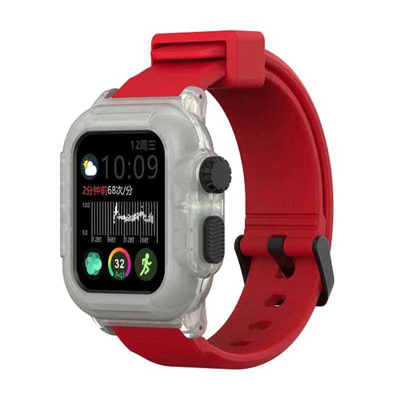 Silicone Band Case For Apple Watch Case Series Waterproof Sports Strap Shockproof Frame  transparent