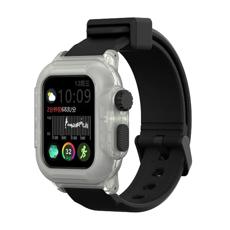 Silicone Band Case For Apple Watch Case Series Waterproof Sports Strap Shockproof Frame  transparent