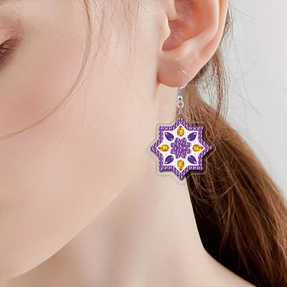 12 Pairs Double Sided Diamond Painting Earrings for Women Girls (Flower)