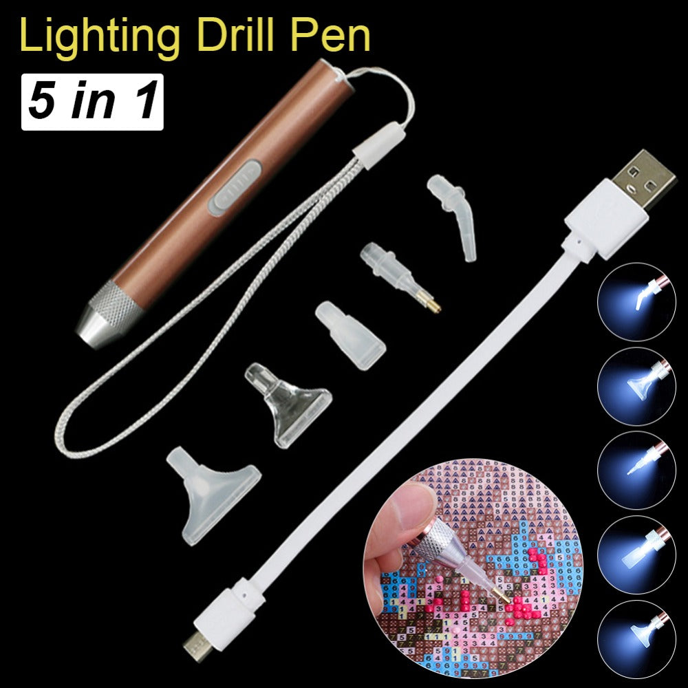 5 in 1 USB Charging Luminous Point Drill Pen Kit