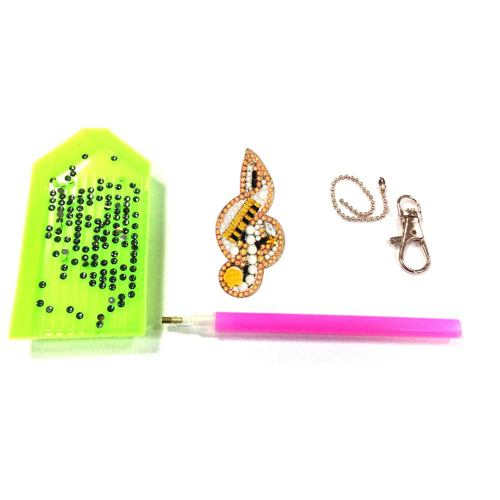 5pcs DIY Full Drill Diamond Paintng Special-shaped Musical Notes Key Chains