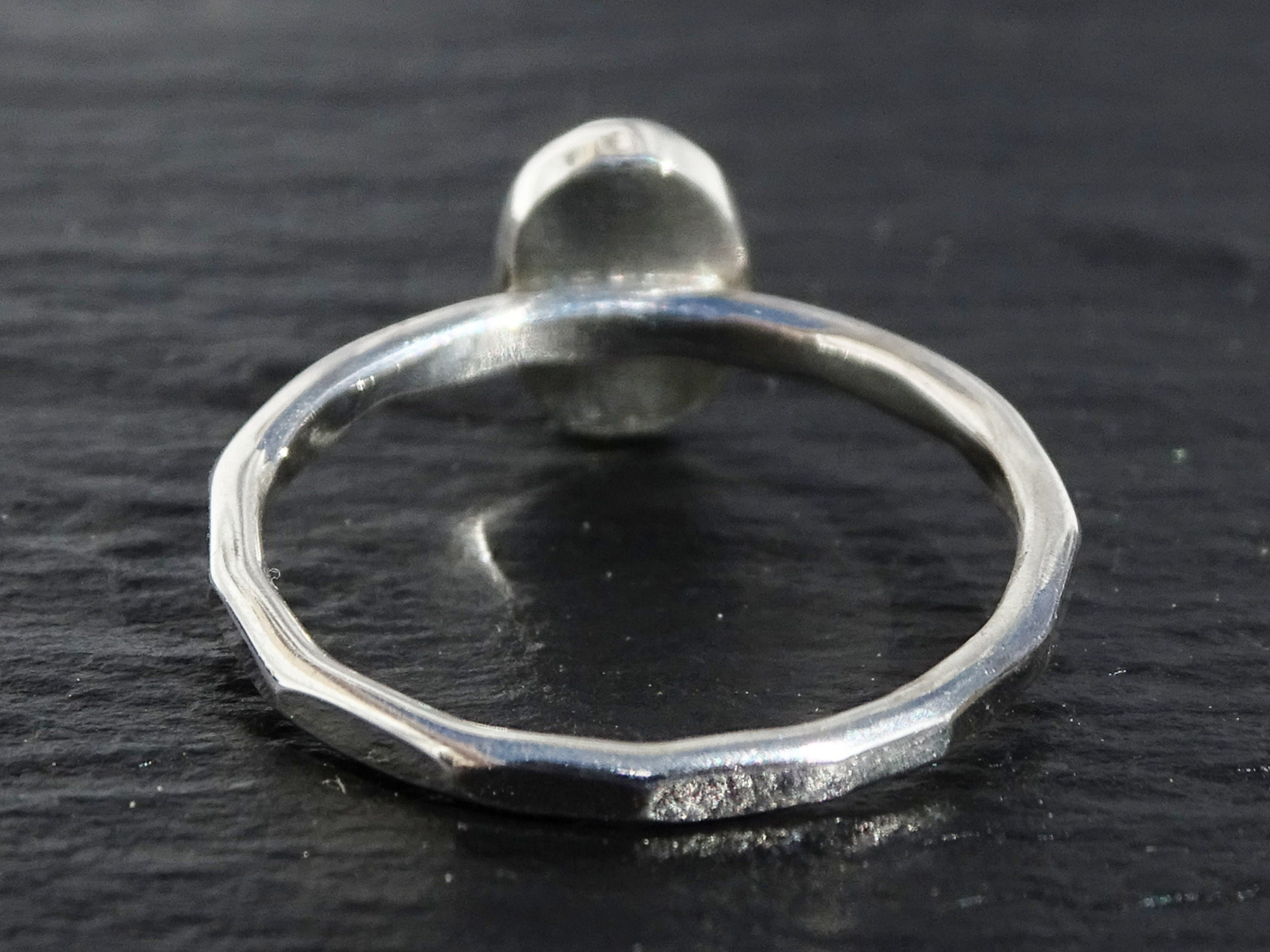 welo opal ring hammered silver band