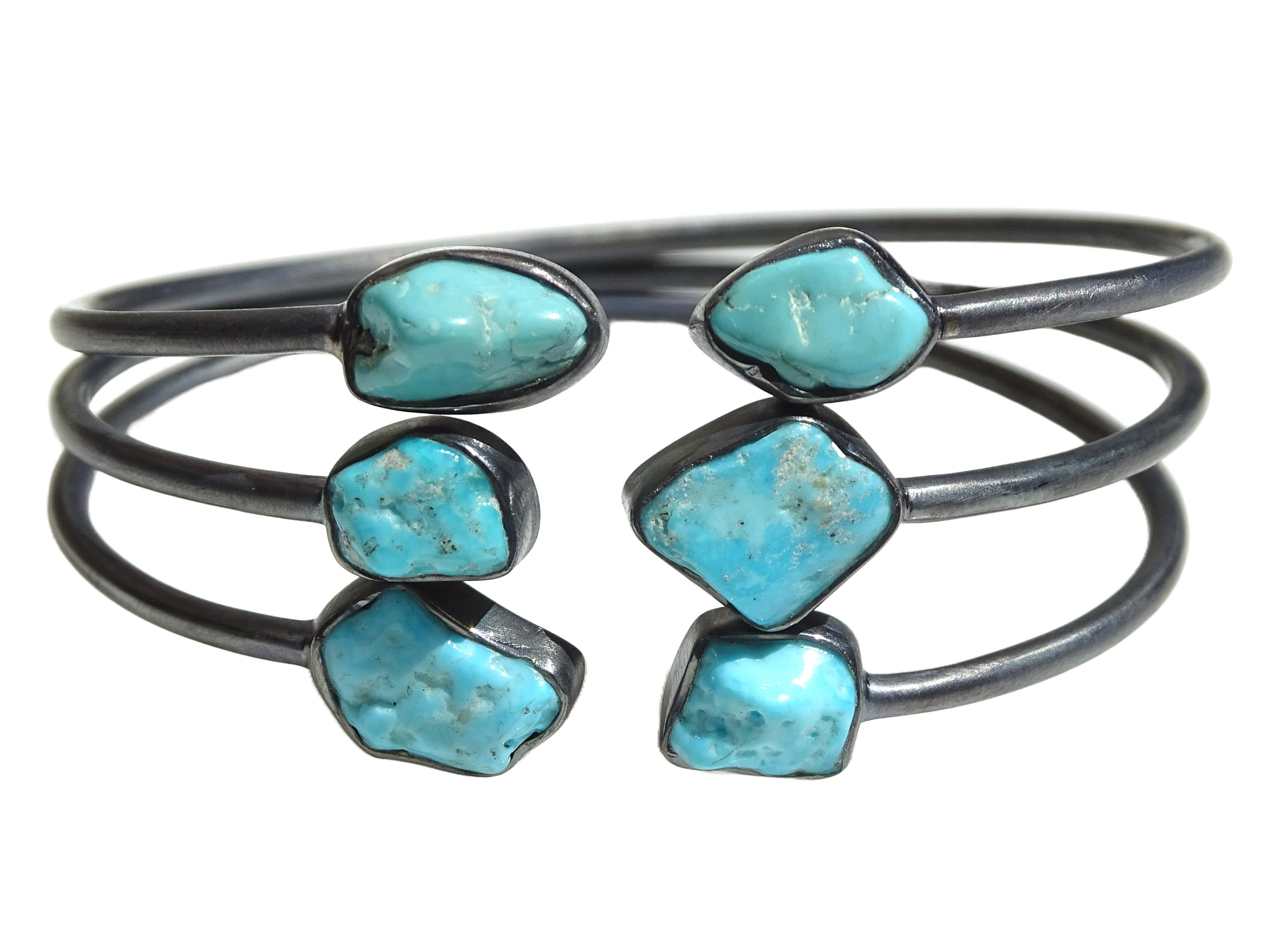 black silver turquoise cuff bracelet, birthstone stacking bracelet