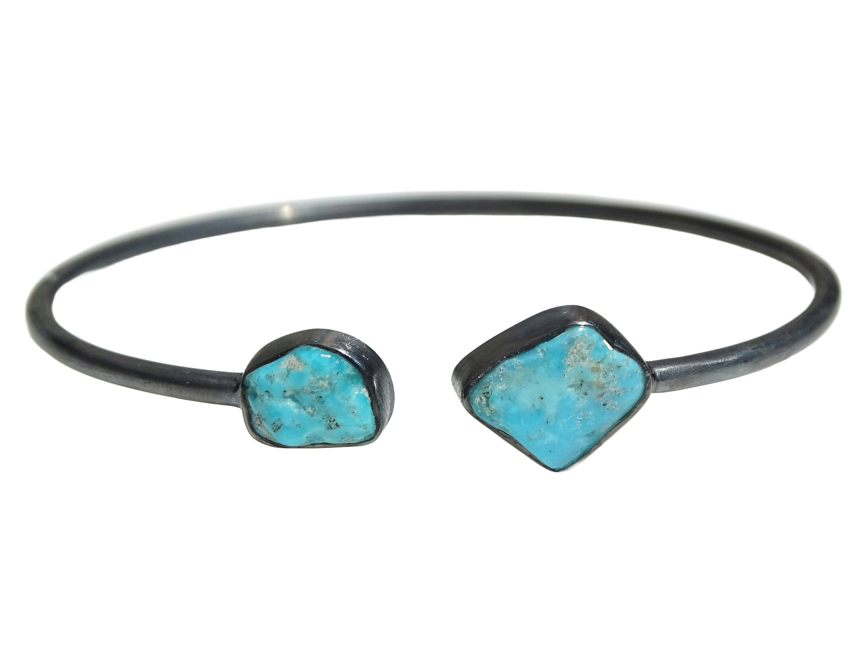 black silver turquoise cuff bracelet, birthstone stacking bracelet