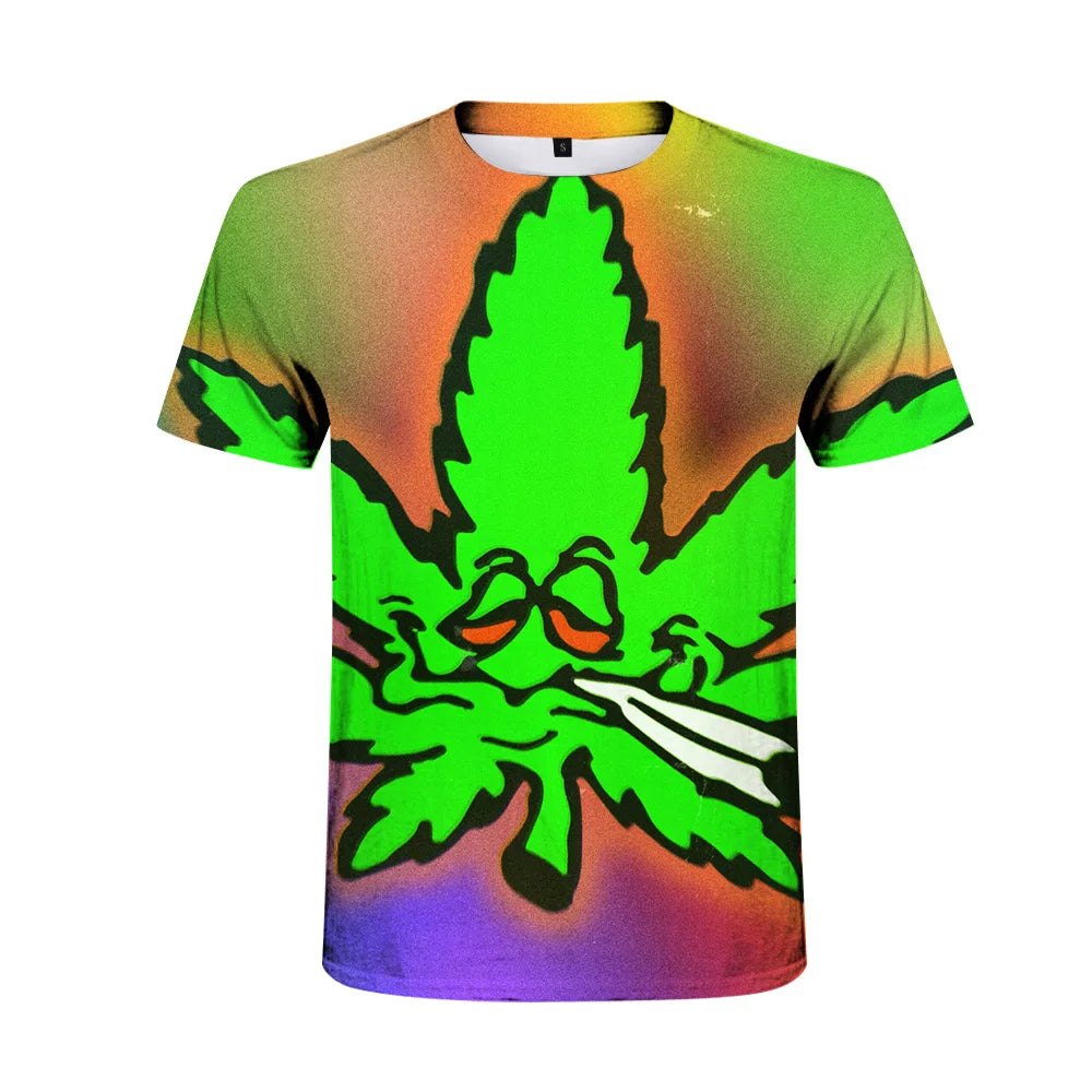 2021 new Weed 3D Printed Men tshirt Man Women Funny t shirts Homme Fashion Short Sleeve Hip Hop T-shirt Couple Tee Shirt
